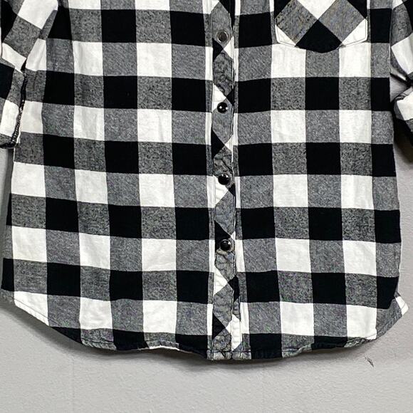 Tart Plaid Flannel Pearl Snap Shirt SZ Medium Black White Buffalo Check Western - Picture 9 of 10